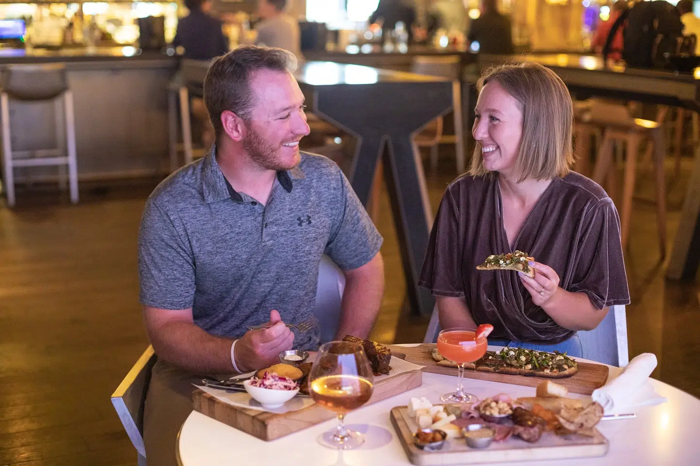 A couple enjoying a date night at FireLake