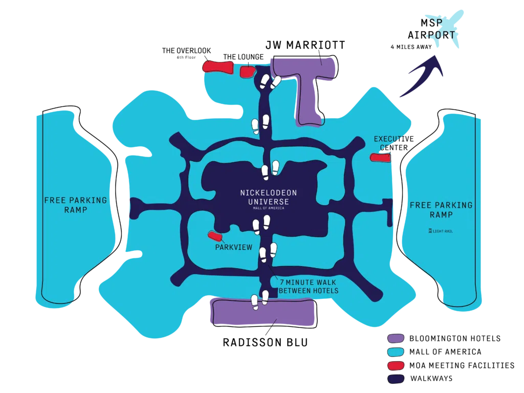 A diagram of meeting space at Mall of America