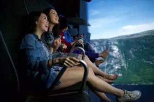 Two women on the FlyOver America ride