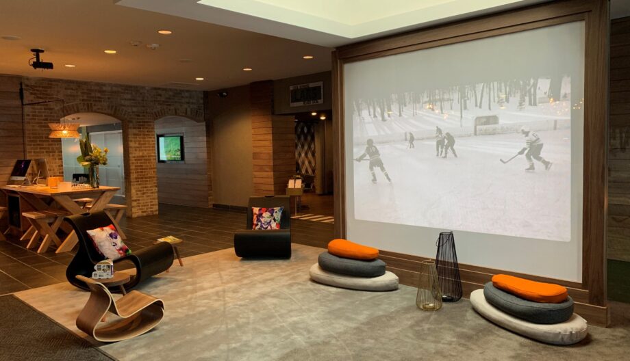 Lobby with hockey image