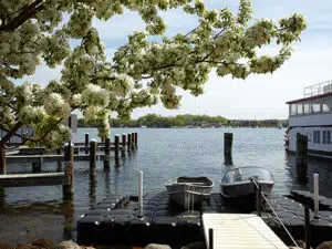 2 boats docked on Lake Minnetonka