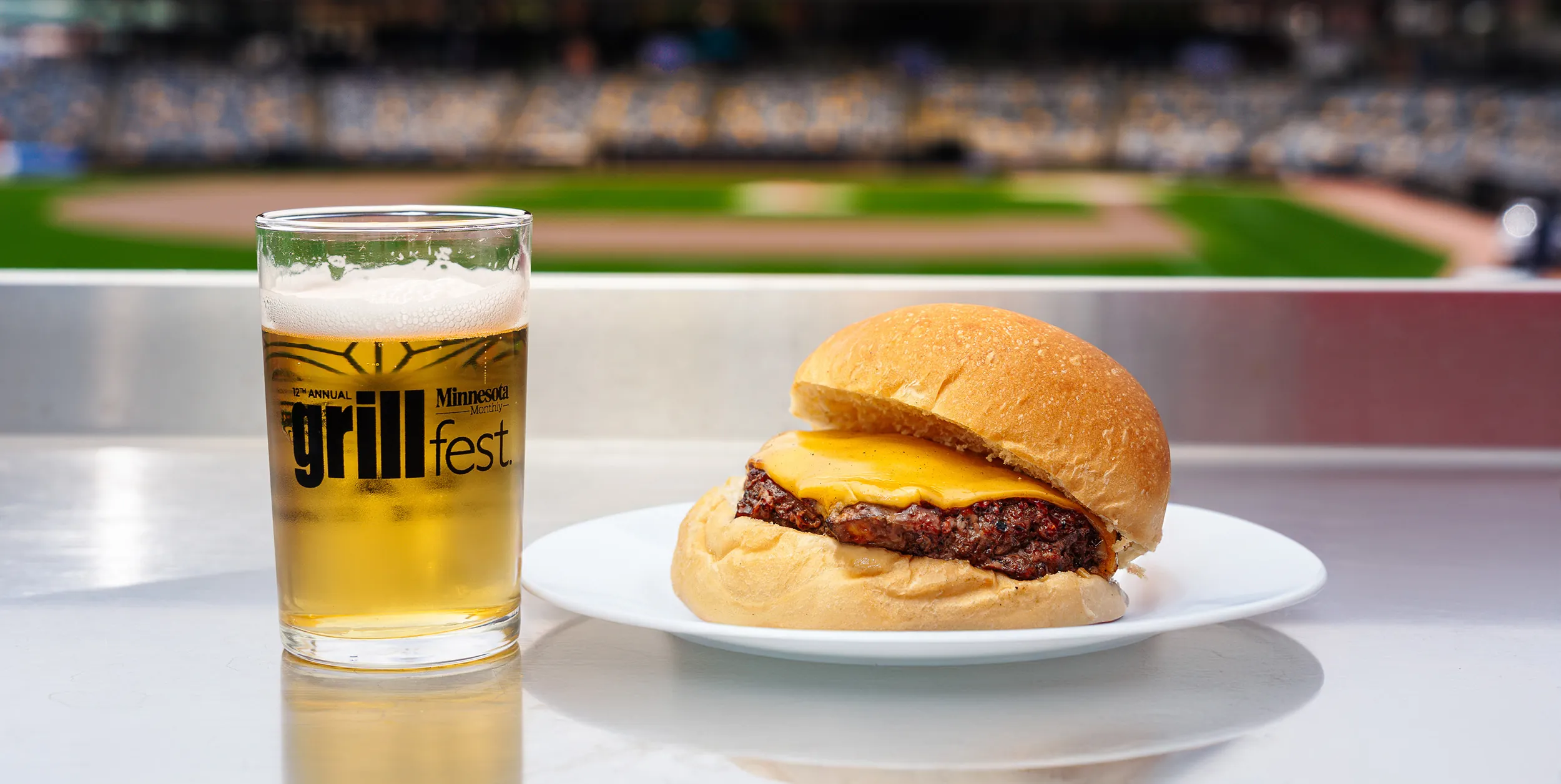 A beer glass and slider