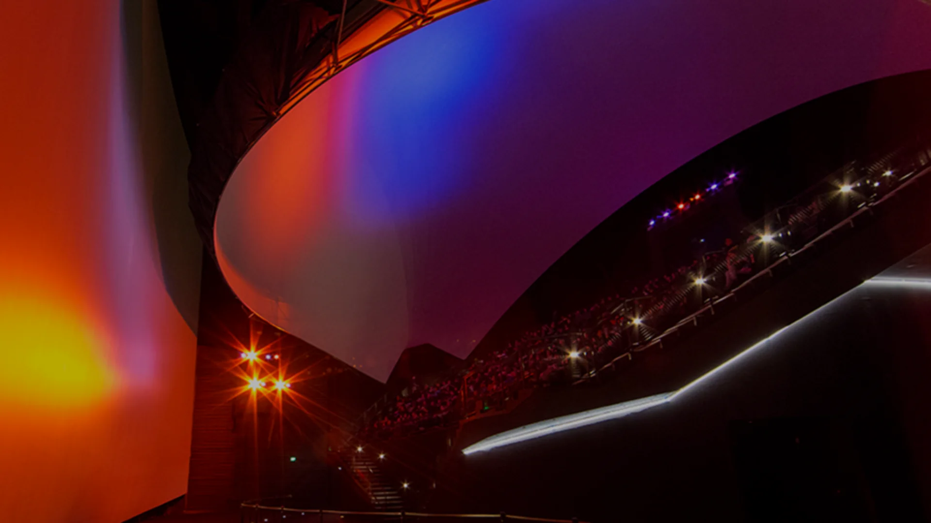 Side view of the IMAX screen at the Science Museum of Minnesota's Omnitheater